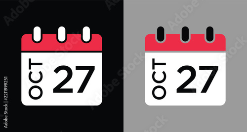 calendar - October 27 icon illustration isolated vector sign symbol