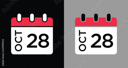calendar - October 28 icon illustration isolated vector sign symbol
