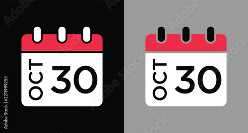 calendar - October 30 icon illustration isolated vector sign symbol