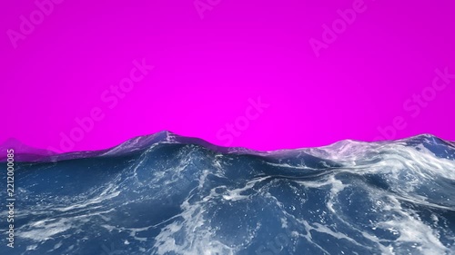 Surreal Blue Ocean Wave Under a Vibrant Magenta Screen