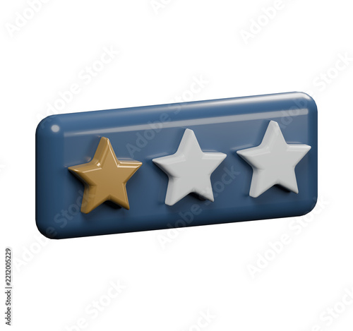 Three Star Rating 3D Review Icon - Alternate View B