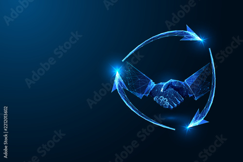 Partnership Renewal and Contract Agreement Cycle with Handshake Vector