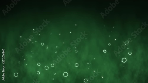 Green Witch Smoke Halloween Background with Rising Bubbles