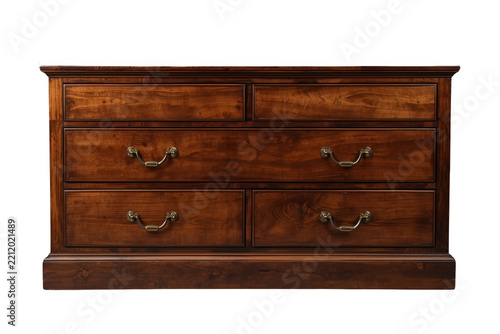 Vintage dark wood six drawer dresser