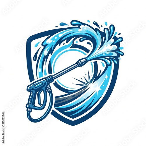 vector graphic of pressure power wash spray logo design