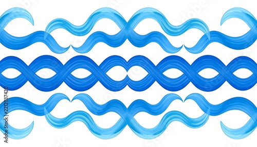 Abstract waves of blue watercolor patterns on white background