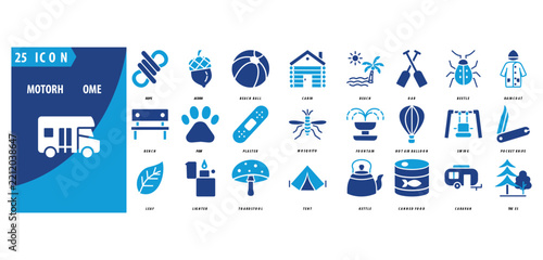 motorhome icon set of rope, acorn, beach ball, cabin,
beach, oar, beetle, raincoat, bench, paw, plaster,
mosquito, fountain, hot air balloon, swing, pocket knife,
leaf, lighter, toadstool, motorhome
