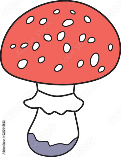 Small fly agaric mushroom cartoon illustration isolated vector