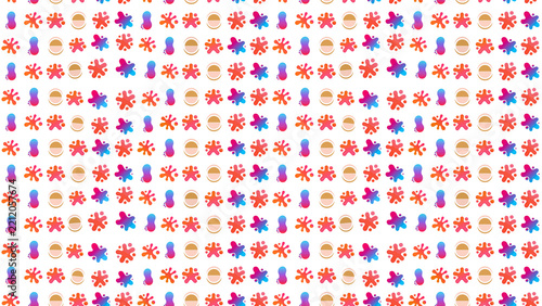 Colorful abstract shapes and circles seamless pattern