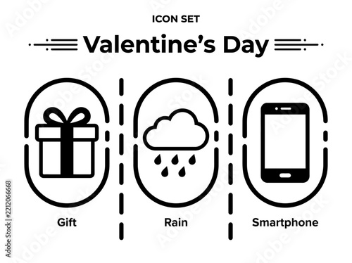 Valentine's Day Icon Set Vector Illustration with Gift and Phone