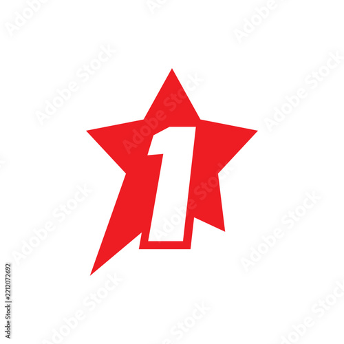 Red Star Graphic With Number One Icon