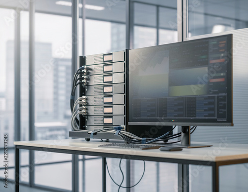 Business Intelligence Screen in Modern Glass Office Commercial Photo