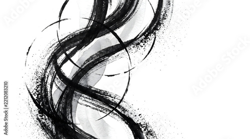 Obraz na plátně Bold ink loops tangled together with sweeping curved brush motion as PNG with is