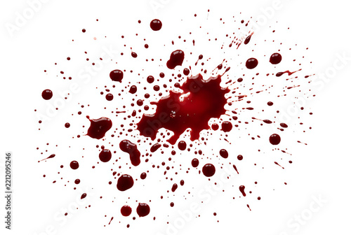 Forensic Science Red Blood Splatter Isolated On White Background