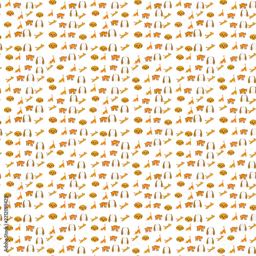 Seamless Pattern of Cartoon Dogs and Cats