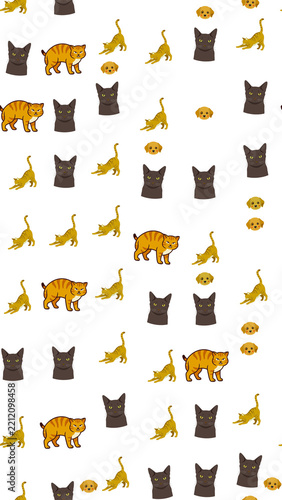 Seamless pattern with cartoon cats and dogs