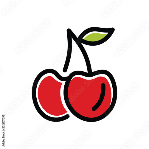 Red Cherry Fruit Icon Illustration