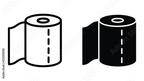 Toilet paper roll vector icon set isolated on white for restroom and hygiene concepts
