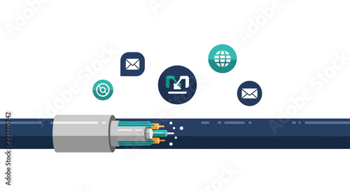 Fiber Optic Cable Illustration for High-Speed Data Transfer and Global Networking
