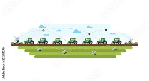 Smart Farming Concept with Connected Autonomous Tractors and Precision Agriculture IoT Technology