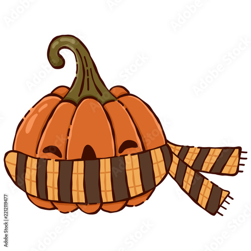 Cute Cartoon Pumpkin Wearing a Scarf
