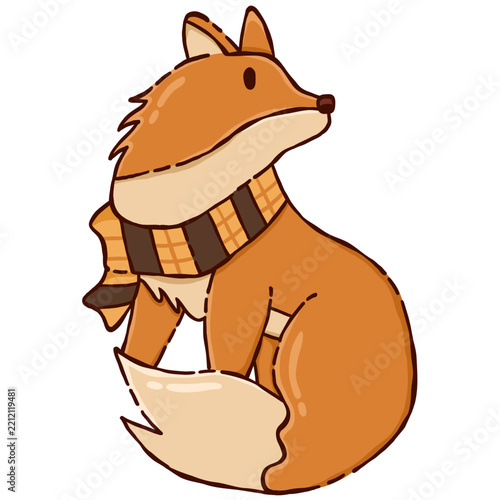 Cute Cartoon Fox Wearing a Scarf