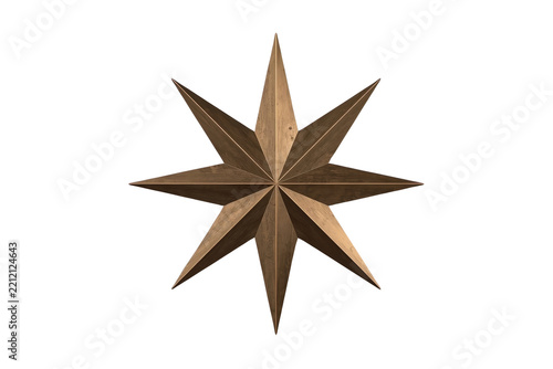 Distinctive Brown faceted compass star seasonal design asset