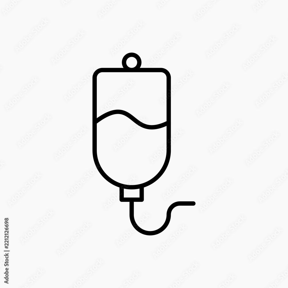 Fototapeta premium IV Bag icon flat outline in black