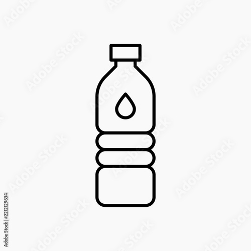 Water bottle icon flat outline in black