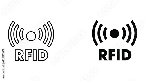 RFID wireless identification signal icon for secure contactless payment technology