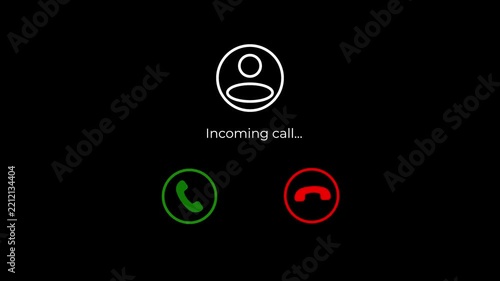 incoming call screen with green accept and red decline buttons ui animation.