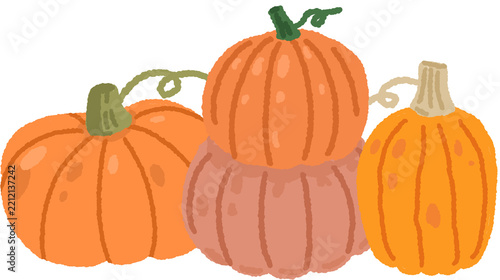 Pumpkin Collection Autumn Harvest Hand Drawn Illustration

