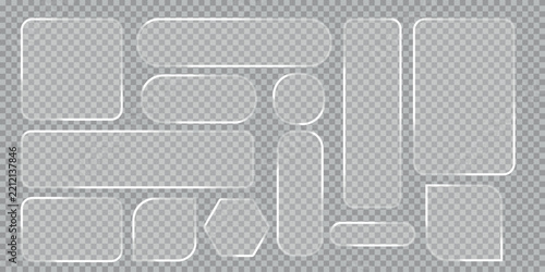 3D Liquid Glass Frames, Transparent Glassmorphism UI Buttons, Rounded Square Elements, Soft Refraction and Glossy Modern Interface