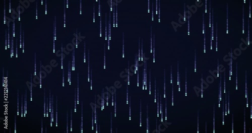 Falling Han ideogram characters create a mesmerizing violet matrix rain animation with a soft neon glow.
