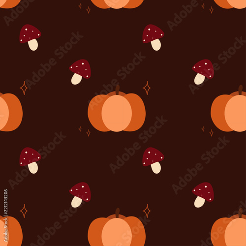 pumpkin and mushroom pattern design