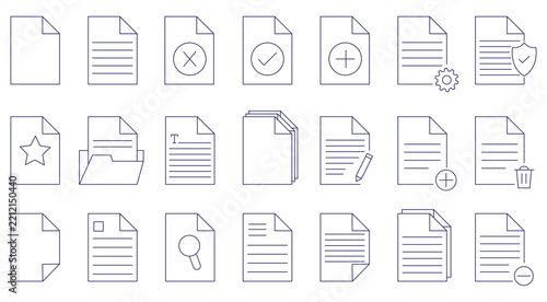 “File document icon set featuring folders, files, and document formats in modern style.”