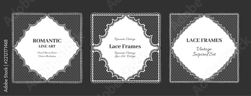 Minimalist vector lace frame, Delicate white lace frame, isolated on a separate layer