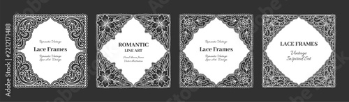 Vector set of square lace frames, lace corner, Background-isolated vector lace