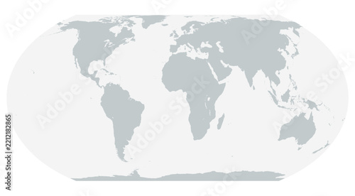 Blank Equal Earth Projection World Map Silhouette Vector Illustration