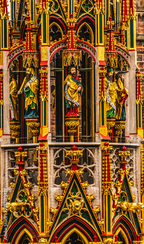 Saints Statues Schoener Brunnen Fountain Hauptmarkt Main Square Nuremberg Germany