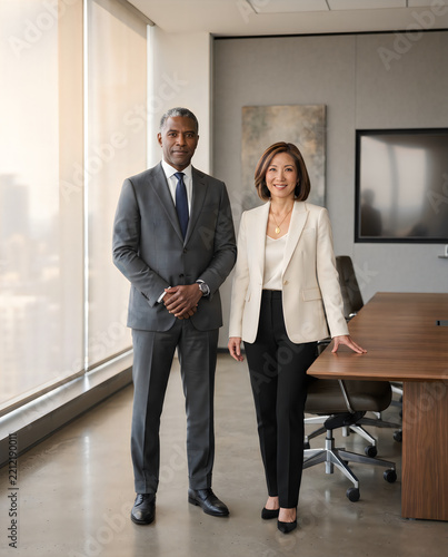 Professionals standing in modern office