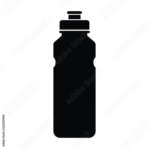 Black Silhouette Icon of a Sports Water Bottle for Fitness and Hydration Concept