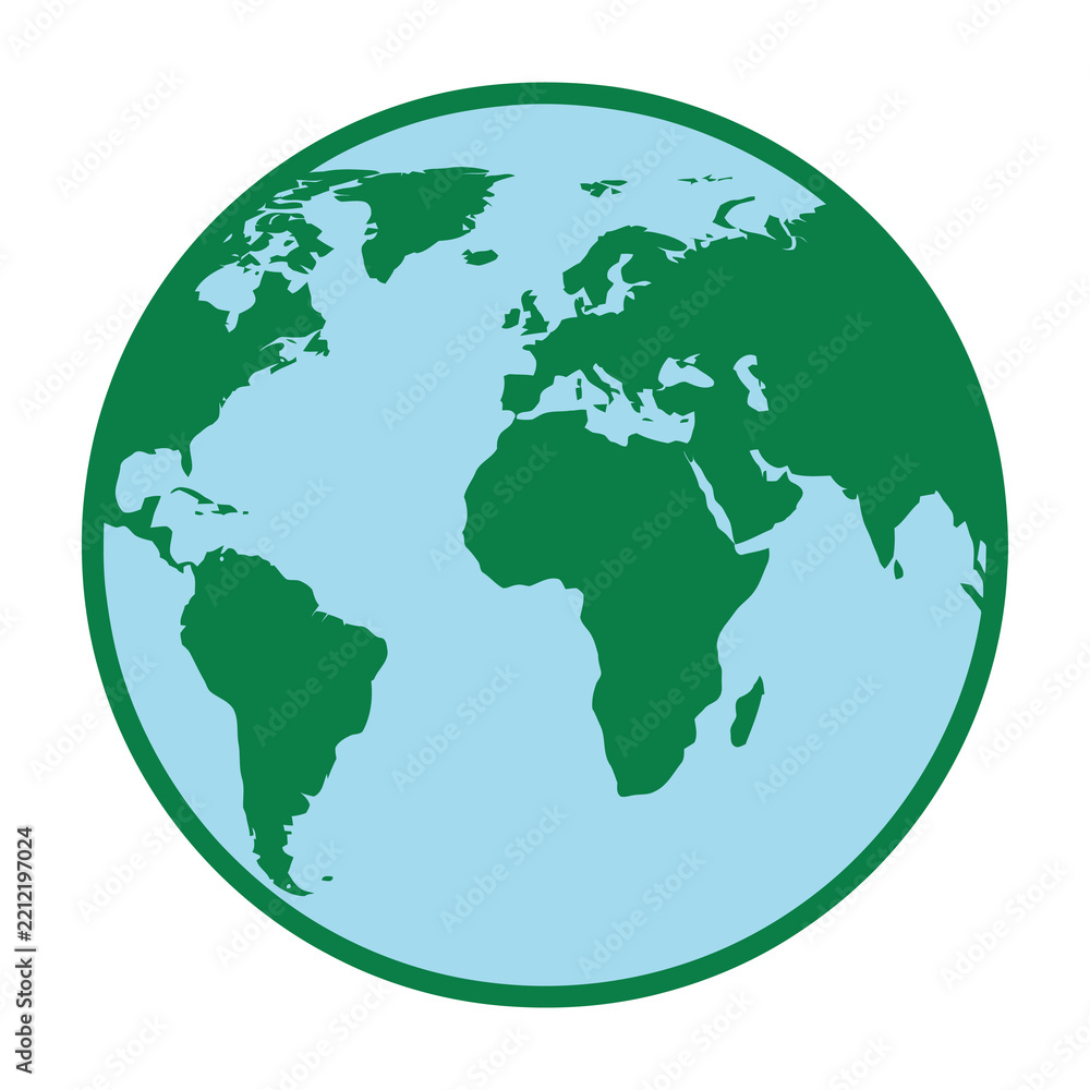Obraz premium Green and blue earth globe illustration on white background symbolizing nature