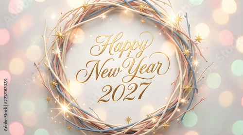 Happy new year 2027 elegant watercolor design