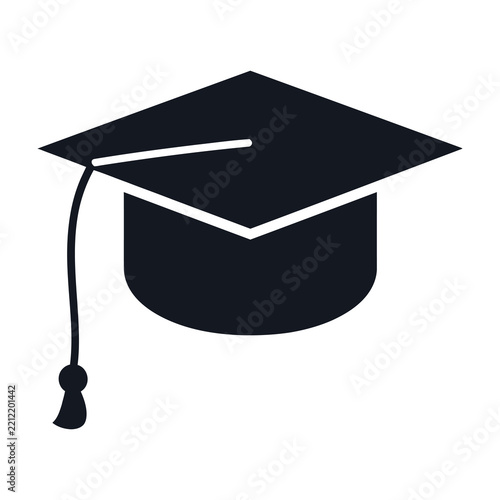 Graduation cap icon in black color