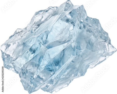Single jagged fragment of clear glacial ice isolated on a transparent background