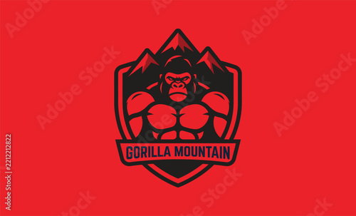 Graphic logo for Gorilla Mountain featuring a muscular gorilla mascot and mountain peaks