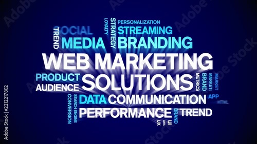 Web Marketing Solutions animated word cloud-animation tag kinetic typography seamless loop.