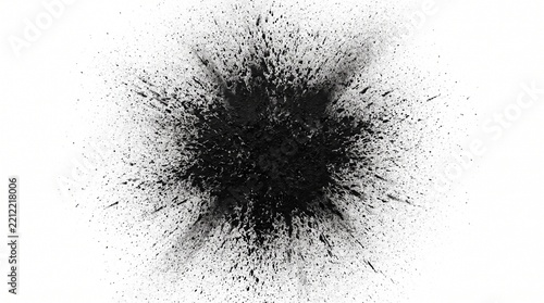 Black ink splatter or grunge paint explosion vector texture element on white background[cite: 26]