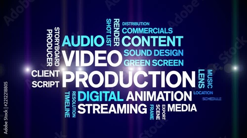 Video Production animated word cloud-animation tag kinetic typography seamless loop.